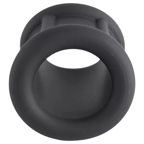Pulselock Cocktura - оребрен силиконов пенис ринг (черен) - 30 мм