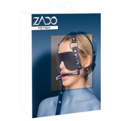   ZADO - Кожена маска за глава с шаблон и кормило (черна)