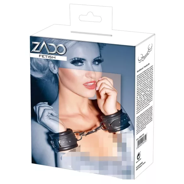 ZADO - кожени белезници за китки с карабинер - черни
