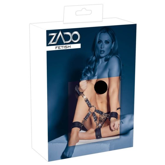 ZADO - Комплект маншети за китката и глезена с кръстосани каишки (черни)