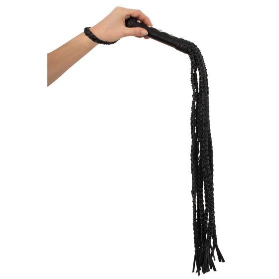 ZADO - 9 нишки кожен плетен камшик (черен)