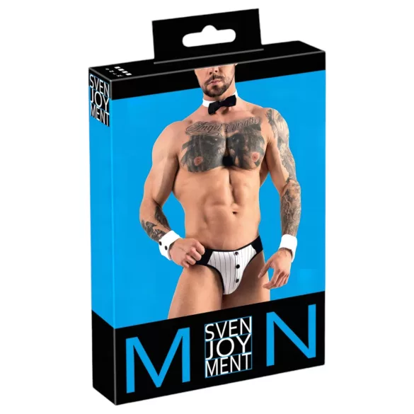 Svenjoyment - мъжки танга костюм сервитьор - черно-бял комплект