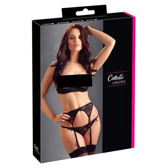 Cottelli - еротичен комплект от три части - черен - 80B/M