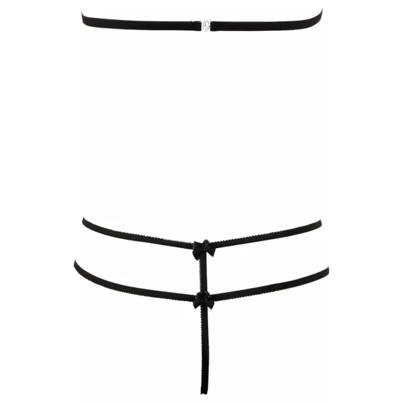 Cottelli - дантелен комплект с отворена чашка - черен