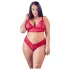 Cottelli Plus Size - комплект дантелено бельо - голям размер - червен - 2XL