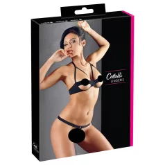   Cottelli - комплект сутиен с метални халки - черен - 80B/M