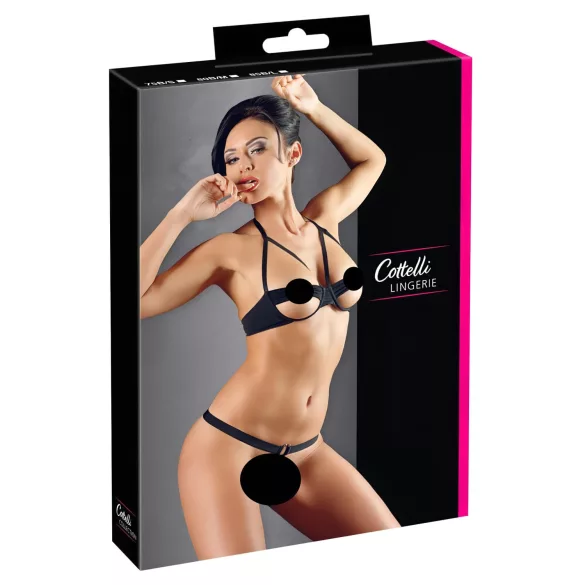 Cottelli - комплект сутиен с метални халки - черен - 85B/L