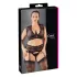 Cottelli Plus Size - комплект бельо от дантела с камъни (черен) - XL