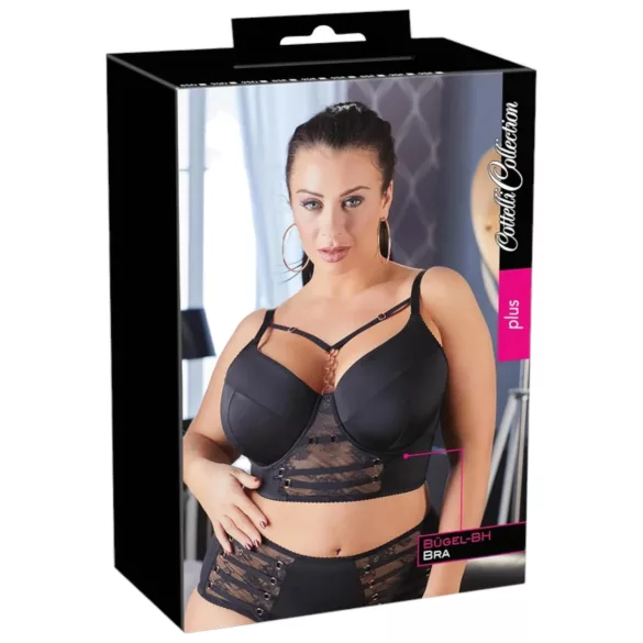 Cottelli Plus Size - дантелен сутиен с презрамки (черен) - 85E