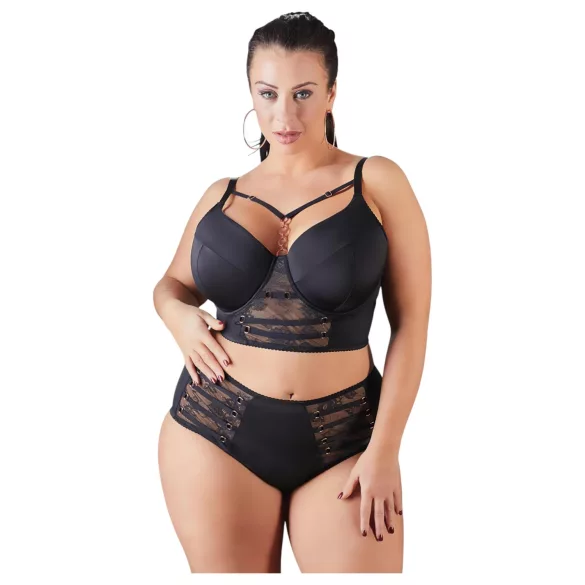 Cottelli Plus Size - дантелен сутиен с презрамки (черен) - 85E