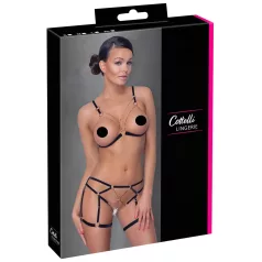   Cottelli - секси стойка с верижки - 2 части - черен