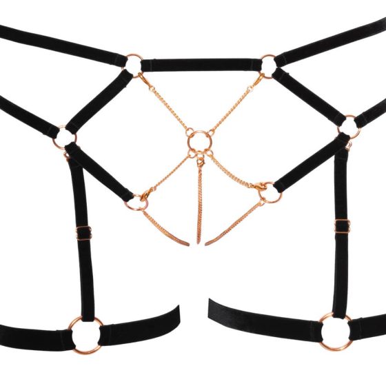 Cottelli - декоративен колан за тяло с верижка - 2 части (черен)
