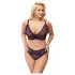 Cottelli Plus Size - прозрачен комплект сутиен с шарки (лилав) - 2XL