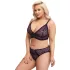 Cottelli Plus Size - прозрачен комплект сутиен с шарки (лилав) - 2XL