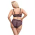 Cottelli Plus Size - прозрачен комплект сутиен с шарки (лилав) - 2XL