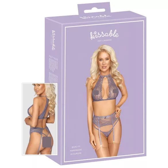 Kissable - дамски секси бельо комплект - лилава дантела