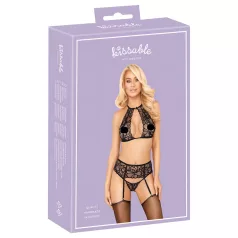   Целуем се - комплект дантелен сутиен с връзки (черен) - L/XL