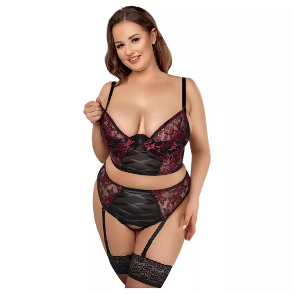 Cottelli - плюс размер сутиен комплект - червен - 90C/XL