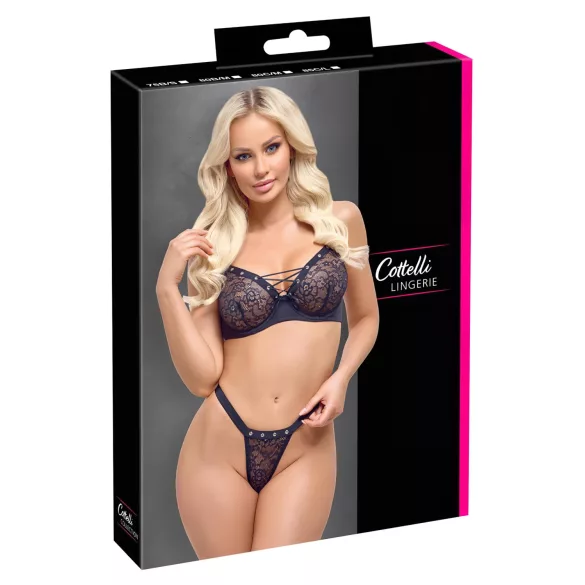 Cottelli Party - комплект сутиен с връзки - черен - 80B/M