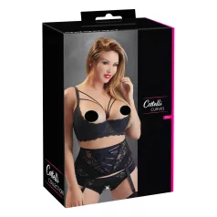   Cottelli Plus Size - сутиен-лифтер с презрамки и пръстени (черен) - 90D