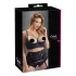 Cottelli Plus Size - сутиен-лифтер с презрамки и пръстени (черен) - 95E