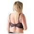 Cottelli Plus Size - сутиен-лифтер с презрамки и пръстени (черен) - 95E