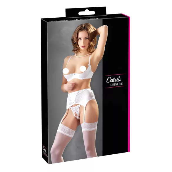Cottelli - сутиен с връзки и дантела - бял комплект - 80B/M