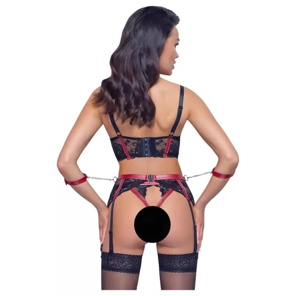 Cottelli Bondage - бюстие с дантела - червен - матиран ефект - XL