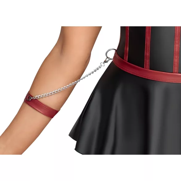 Cottelli Bondage - лъскав комплект и белезници за ръце (черен) - 85B/L