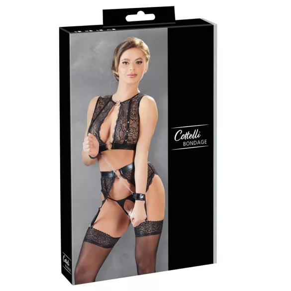Cottelli Bondage - секси бельо комплект с дантела 4 части - M