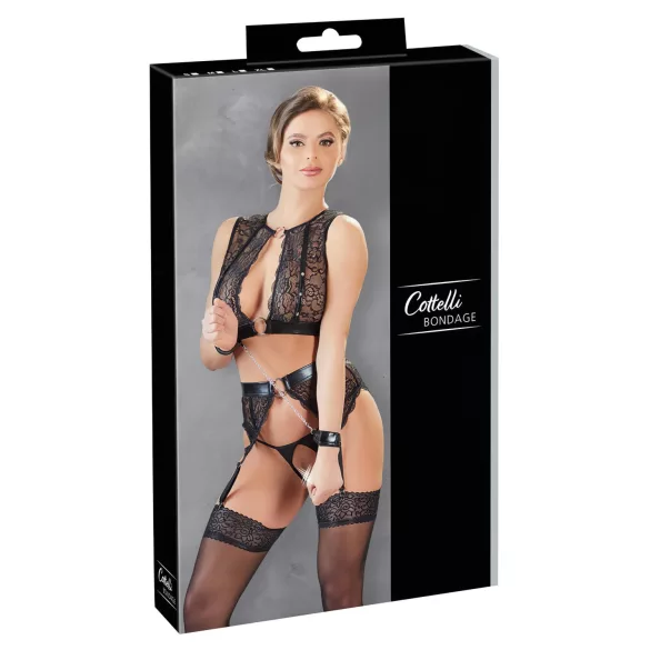 Cottelli Bondage - секси бельо комплект с дантела 4 части - L
