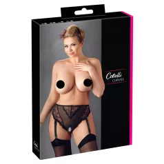   Cottelli Plus Size - дантелени прашки с жартиери (черни) - XXXXL
