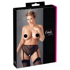   Cottelli Plus Size - дантелени прашки с жартиери (черни) - XXXXL