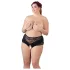 Cottelli Plus Size - дамски прашки с отвор и перли - черна дантела