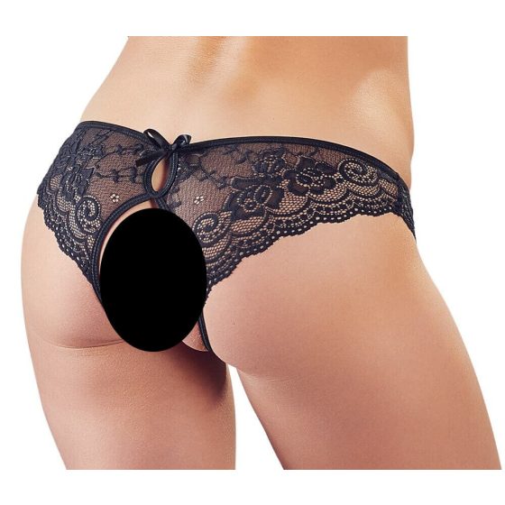 Cottelli - дантелено бельо за жени с отворена панделка (черно)