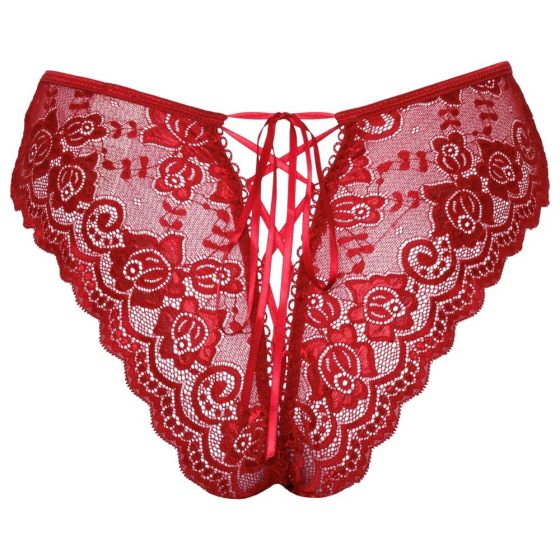 Cottelli - отворени дантелени бикини (червени) - XL