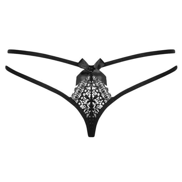 Obsessive - дамски прашки с двойни презрамки - дантела - черни - L/XL