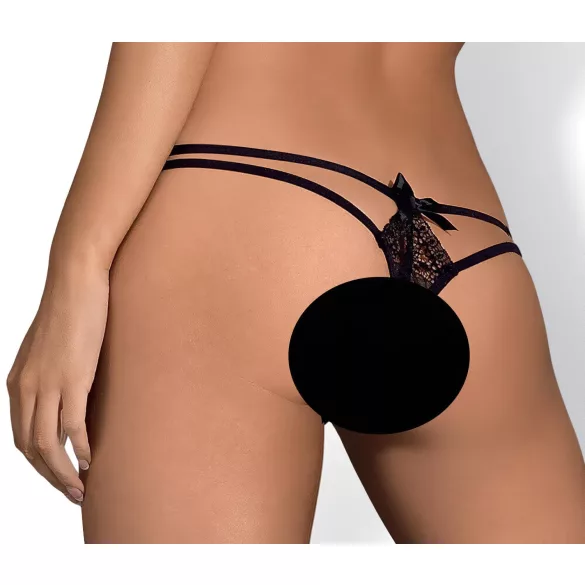 Obsessive - дамски прашки с двойни презрамки - дантела - черни - L/XL
