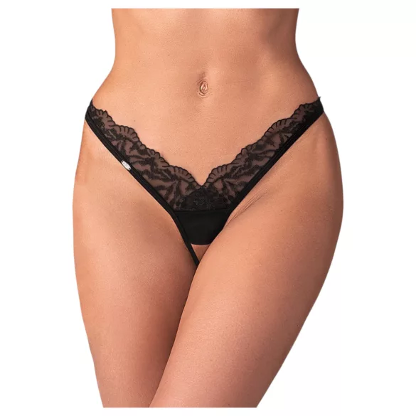 Obsessive - прозрачна дантелена прашка - черна - 2XL/3XL
