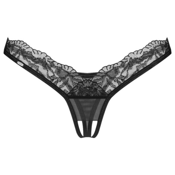 Obsessive - прозрачна дантелена прашка - черна - 2XL/3XL