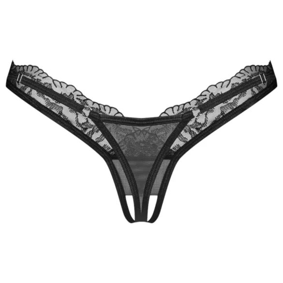 Obsessive - прозрачна дантелена прашка - черна - 2XL/3XL