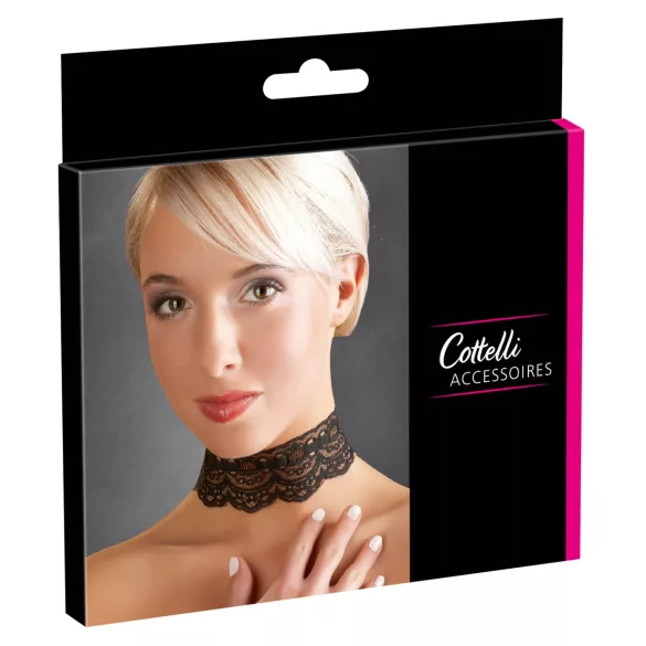 Cottelli - кожена дантелена яка, BDSM аксесоар за костюм