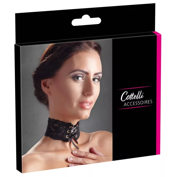 Cottelli - Широка, дантелена яка с връзки (черна)