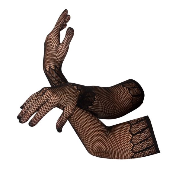 Колекция Cottelli - дълги ръкавици с шарка - черни (S-L)