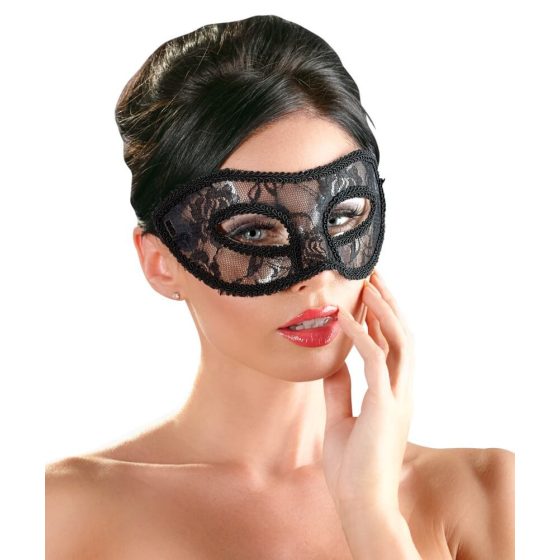 Cottelli - предварително оформена дантелена маска за очи (черна)