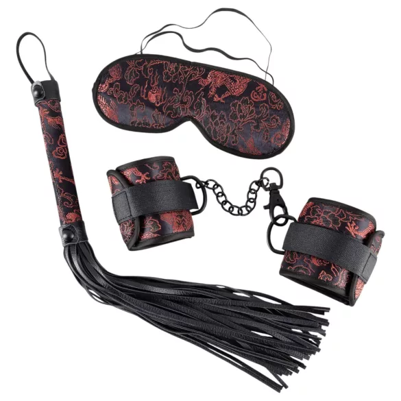 Bad Kitty - бондаж комплект - червено/черно