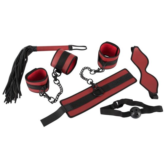 Bad Kitty - комплект вратовръзки с велкро - червено и черно (5 части)
