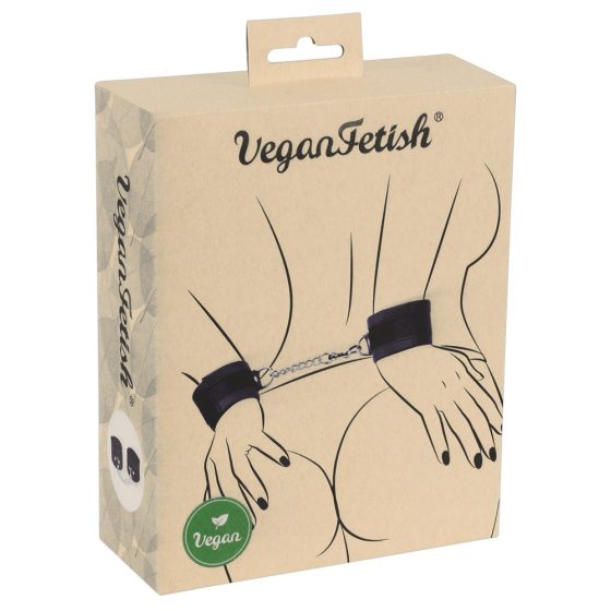 Vegan Fetish - маншети за китки с къса верижка (черни)