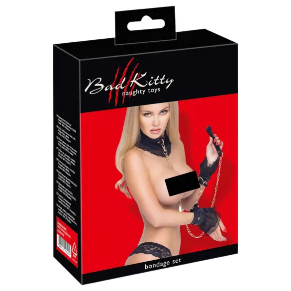 Bad Kitty - набор от дантелени връзки (4 части) - черен