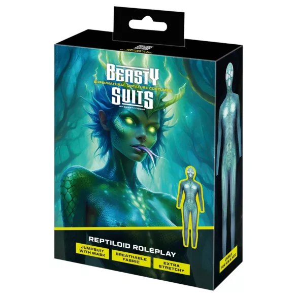Beasty Suits Reptiloid Roleplay - костюм за ролеви игри на влечуго с маска (зелен) - L/XL